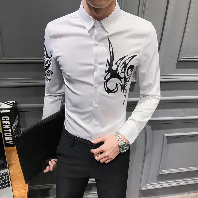 Black/White Fashion British Style Print Shirt Tuxedo Long Sleeve Simple All Match Slim Fit Casual Blouse Men Clothing 2021 3XL-M
Black/White Fashion British Style Print Shirt Tuxedo Long Sleeve Simple All Match Slim Fit Casual Blouse Men Clothing 2021 3XL-M