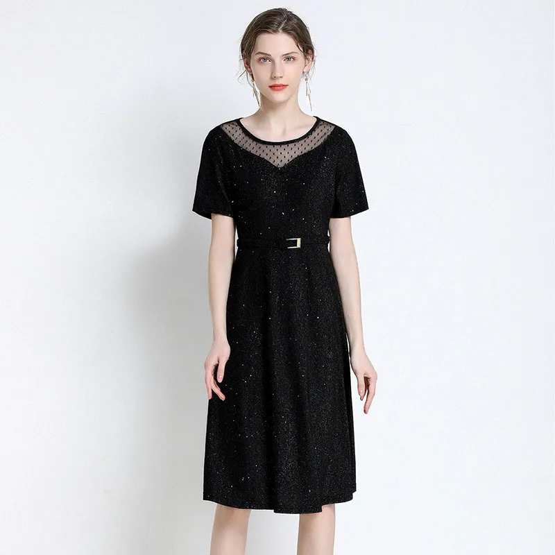 Vestidos black women's dress in summer slim slim elegant temperament female dress fashion new mesh stitching dress платье
Vestidos black women's dress in summer slim slim elegant temperament female dress fashion new mesh stitching dress платье