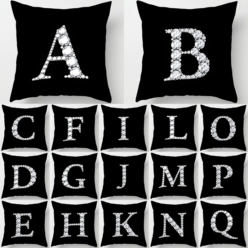 Crystal Diamonds Letter printed 43*43cm English Alphabet Cushion Cover Polyester Decoration Cojines Decorativos Para Sofa 40968
Crystal Diamonds Letter printed 43*43cm English Alphabet Cushion Cover Polyester Decoration Cojines Decorativos Para Sofa 40968