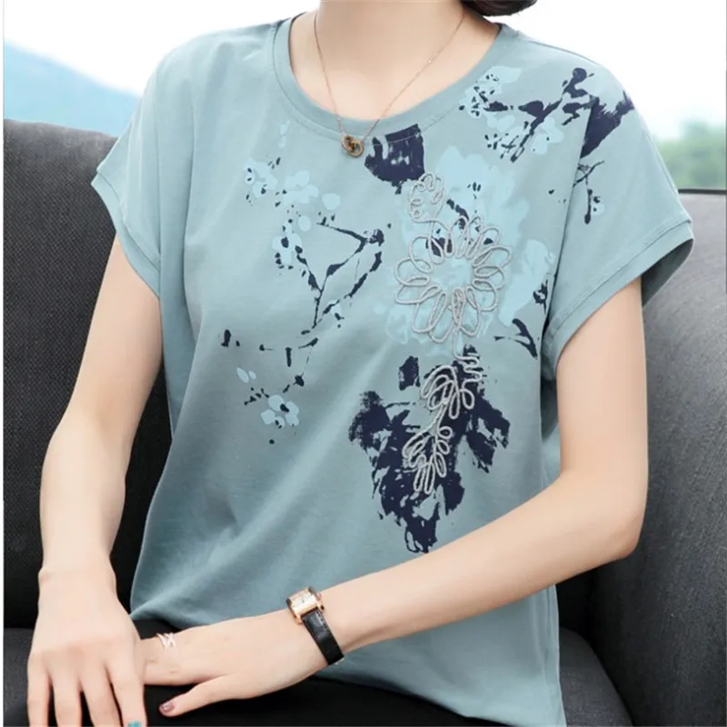 2020 new summer pure cotton short sleeve women's T-shirt Fashionab Middle-aged mother Loose plus-size short sleeve summer Tops
2020 new summer pure cotton short sleeve women's T-shirt Fashionab Middle-aged mother Loose plus-size short sleeve summer Tops