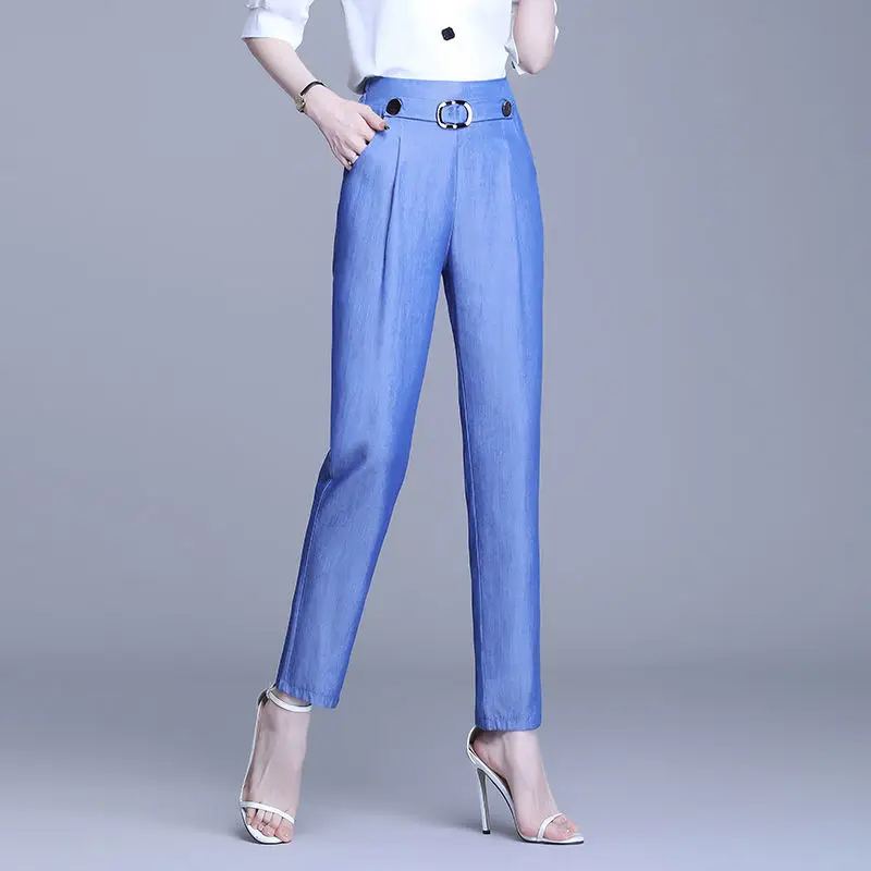 2021 Tencel Jeans Women's Summer Casual Office Lady Thin Straight Denim Pants High Elastic Waist Ice Silk Trousers
2021 Tencel Jeans Women's Summer Casual Office Lady Thin Straight Denim Pants High Elastic Waist Ice Silk Trousers