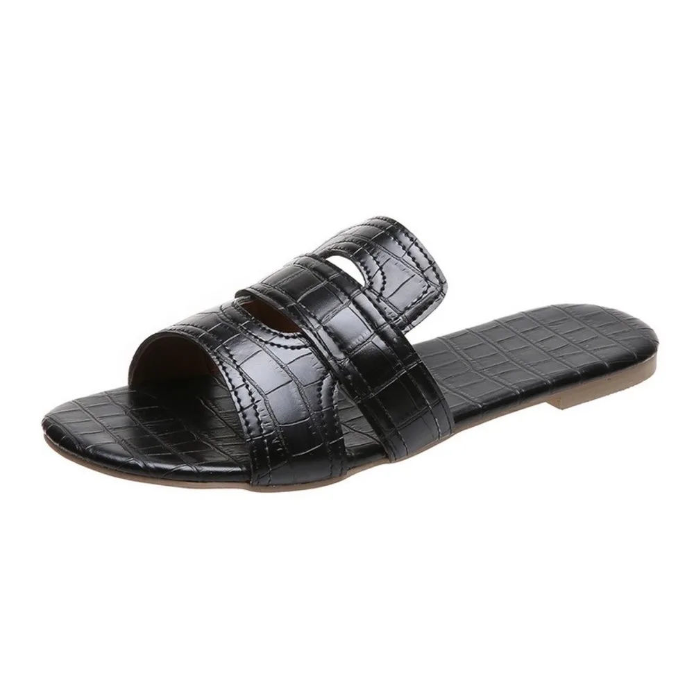 2021 Brand Women Flats Slippers Fashion Summer Slides Open Toe Flat Pu Leather Slippers Leisure Sandal Female Beach Flip Flops
2021 Brand Women Flats Slippers Fashion Summer Slides Open Toe Flat Pu Leather Slippers Leisure Sandal Female Beach Flip Flops