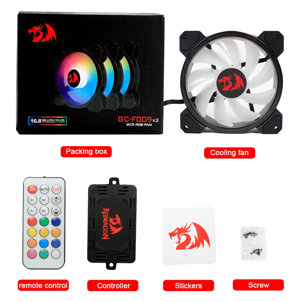 Redragon GC-F009 120mm Computer Case RGB Cooling full color Fan 4Pin Quiet CPU Cooler Desktop PC 6 Pin LED Controller Radiator
Redragon GC-F009 120mm Computer Case RGB Cooling full color Fan 4Pin Quiet CPU Cooler Desktop PC 6 Pin LED Controller Radiator