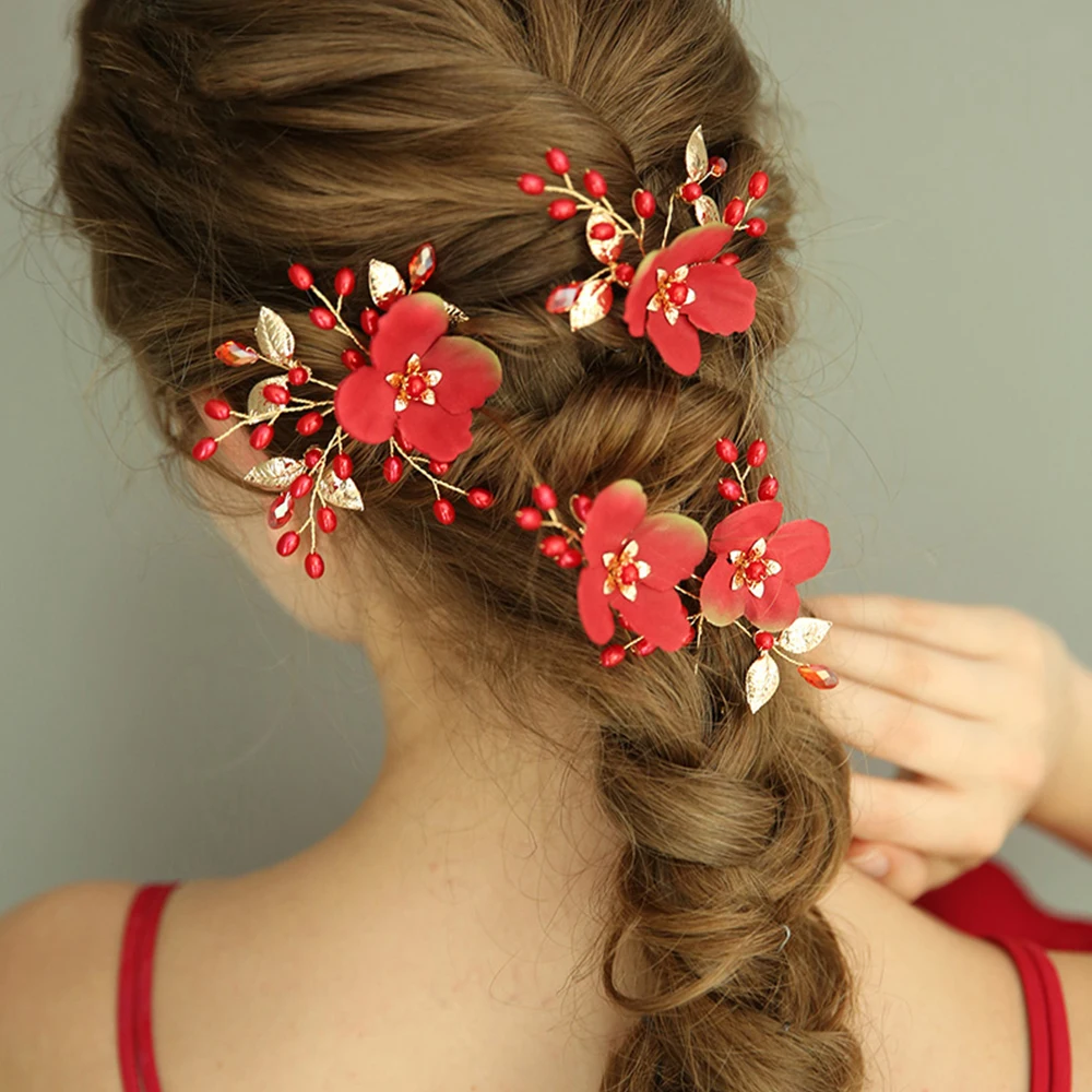YOUYOU BRIDE 3pcs Bridal Hair Pins Bride Wedding Party Hair Jewelry Red South Korea Imported Flowers Women Girl Clips Ornaments
YOUYOU BRIDE 3pcs Bridal Hair Pins Bride Wedding Party Hair Jewelry Red South Korea Imported Flowers Women Girl Clips Ornaments
