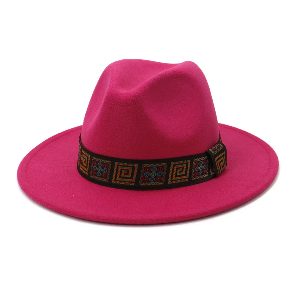 

Wide Brim Hot Sell Fedora Hat Fall WInter Wool Visor Felt Jazz Panama Cowboy Black White Green Women Men Church Party Hat