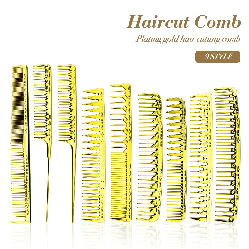 Plating Golden Haircut Comb Professional Hairdressing Cutting Comb Anti-static Detangling Pin Tail Comb Barber Tools Hair Comb
Plating Golden Haircut Comb Professional Hairdressing Cutting Comb Anti-static Detangling Pin Tail Comb Barber Tools Hair Comb