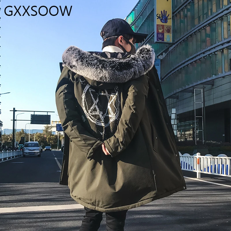 Fashion Print Parka Jacket Hip Hop Long Winter Jacket Men Hooded Fur Collar Parkas Down Streetwear Thick Outcoat Men GM328
Fashion Print Parka Jacket Hip Hop Long Winter Jacket Men Hooded Fur Collar Parkas Down Streetwear Thick Outcoat Men GM328