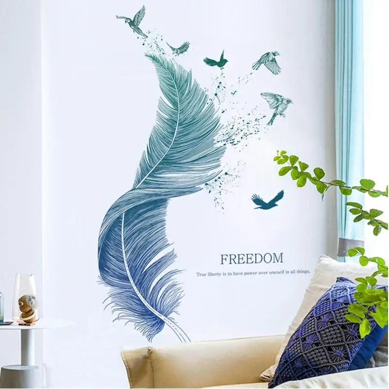 Creative Blue Feather And Flying Bird Wall Sticker Bedroom Decor Sofa Background Self-adhesive Room For Home Decoration
Creative Blue Feather And Flying Bird Wall Sticker Bedroom Decor Sofa Background Self-adhesive Room For Home Decoration