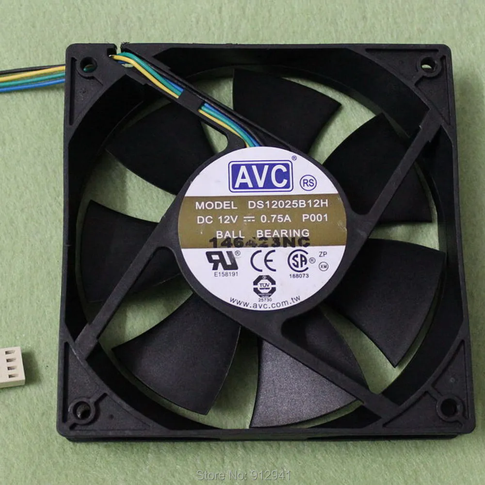 B176 AVC DS12025B12H 12025 120 мм x 25 шариковый подшипник кулер вентилятор охлаждения DC 12V 0.75A 4