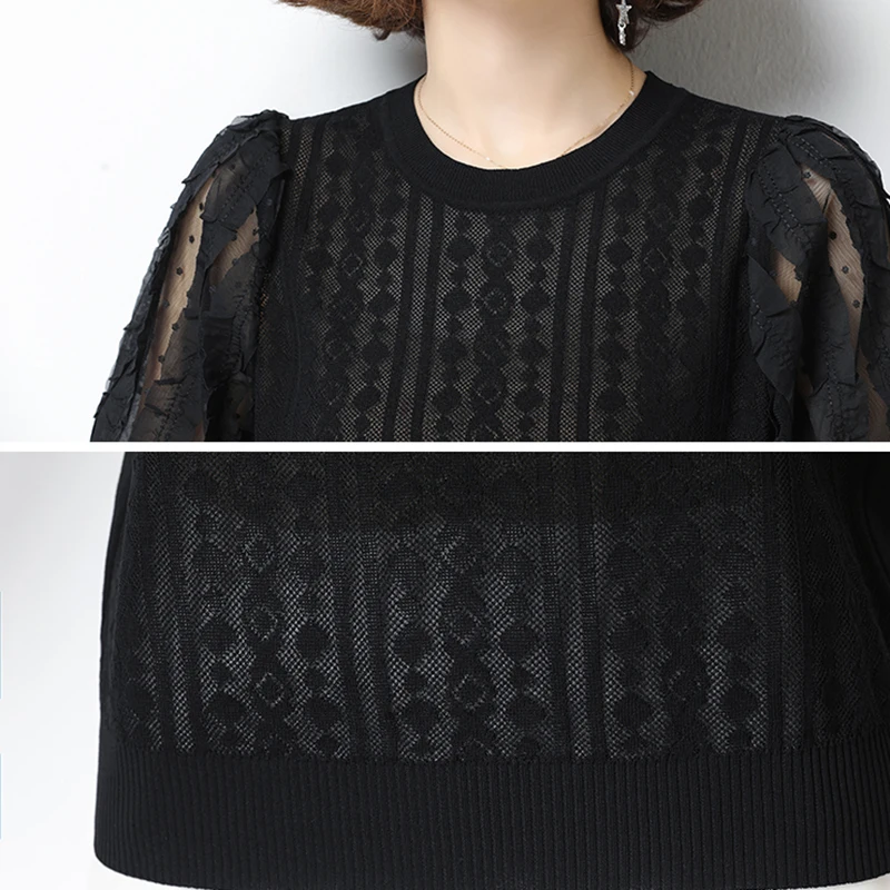 Fashion New Lace Hollow Out Knit Tops Women High Quality Round Neck Knitwear T-Shirt Korean Summer Ice Silk Pullovers S-2XL
Fashion New Lace Hollow Out Knit Tops Women High Quality Round Neck Knitwear T-Shirt Korean Summer Ice Silk Pullovers S-2XL