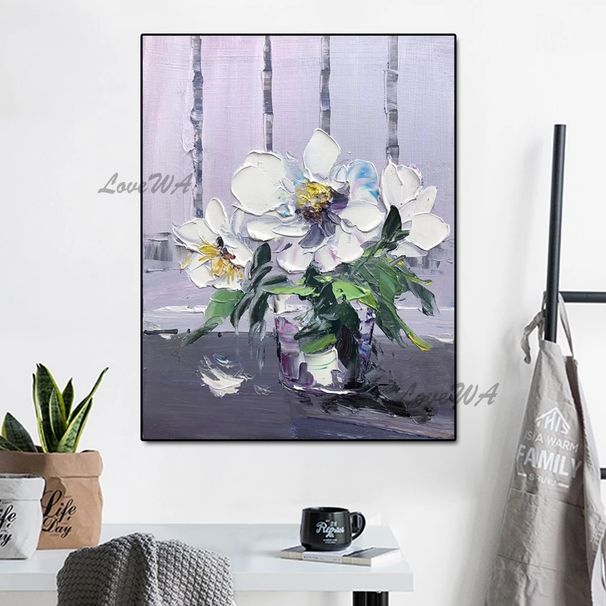 Modern Wall Art Abstract 100% Handpainted Potted Painting Of White Flowers On Canvas Home Decoration For Living Room Unframe
Modern Wall Art Abstract 100% Handpainted Potted Painting Of White Flowers On Canvas Home Decoration For Living Room Unframe