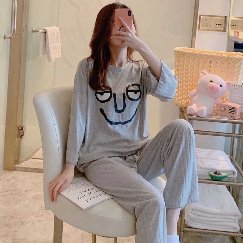 2021 Spring Autumn Long Sleeve Cotton Pajama Set For Women Cute Cartoon Sleepwear Suit Pyjama Homewear Pijama Mujer Home Clothes
2021 Spring Autumn Long Sleeve Cotton Pajama Set For Women Cute Cartoon Sleepwear Suit Pyjama Homewear Pijama Mujer Home Clothes
