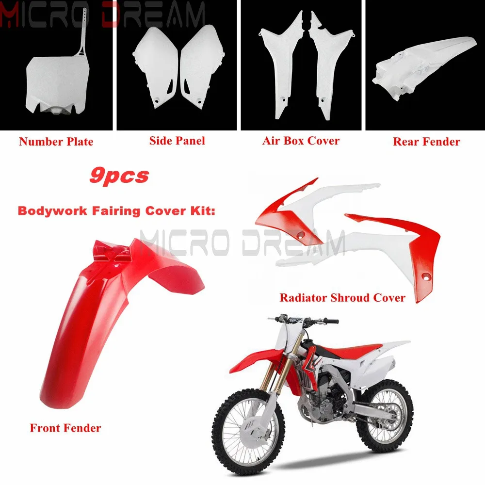 Комплект пластиковых обтекателей для мотоцикла Honda CRF250R CRF450R с боковой панелью и