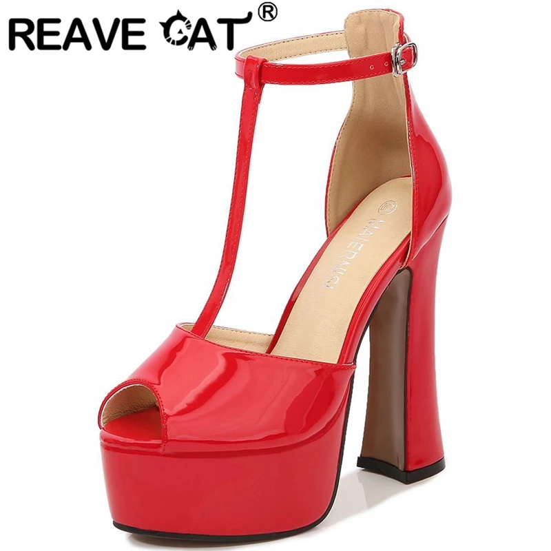 REAVE CAT Ladies Platform Sandals Peep Toe High Block Heels Buckle Strap Big Size 35-46 Solid Red Black Pink Summer Party S2956
REAVE CAT Ladies Platform Sandals Peep Toe High Block Heels Buckle Strap Big Size 35-46 Solid Red Black Pink Summer Party S2956