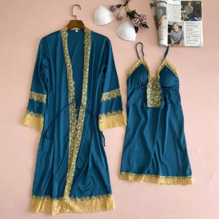 Sleep Set Women Casual Summer NEW Blue Nightwear Satin Intimate Lingerie Sexy Lace Sleepwear Home Clothing Novelty Bathrobe Gown
Sleep Set Women Casual Summer NEW Blue Nightwear Satin Intimate Lingerie Sexy Lace Sleepwear Home Clothing Novelty Bathrobe Gown