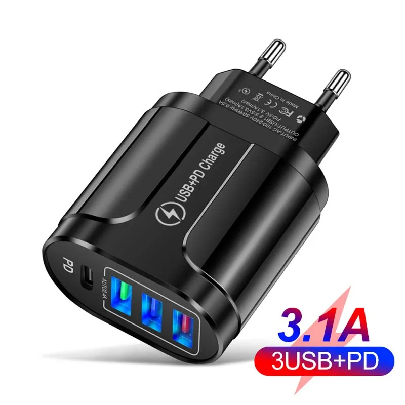 100PCS/Lot US/EU/UK Fast Charge Mobile Phone Charger Multi-port USB with PD Charging Head Fast Power Charger PD+QC3.0 Dual USB
100PCS/Lot US/EU/UK Fast Charge Mobile Phone Charger Multi-port USB with PD Charging Head Fast Power Charger PD+QC3.0 Dual USB