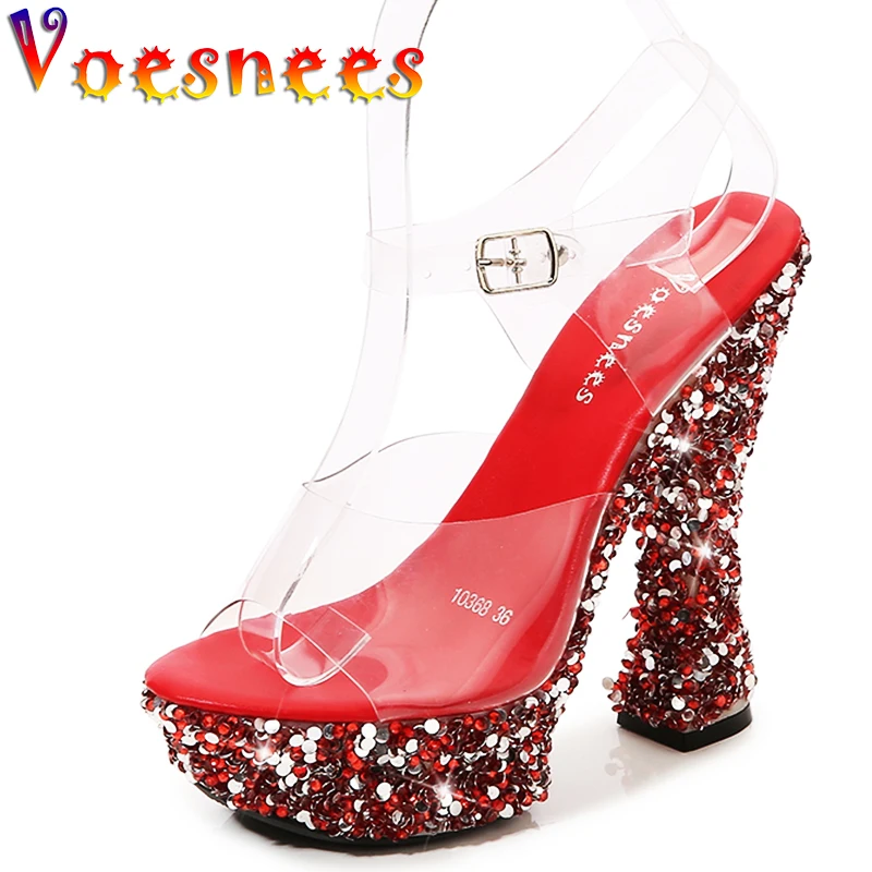 New 14CM Ankle Strap Summer Bling Sandals Strange Styl High Heels Sexy Open Toe Pointy Sandals Nightclub Bridal Shoe Women Shoes
New 14CM Ankle Strap Summer Bling Sandals Strange Styl High Heels Sexy Open Toe Pointy Sandals Nightclub Bridal Shoe Women Shoes