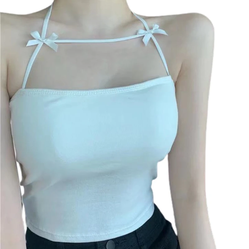 Women Sexy Halter Backless Camisole Crop Top Sweet Double Bowknot Bandeau Bralette Solid Color Basic Slim Vest Underwear
Women Sexy Halter Backless Camisole Crop Top Sweet Double Bowknot Bandeau Bralette Solid Color Basic Slim Vest Underwear
