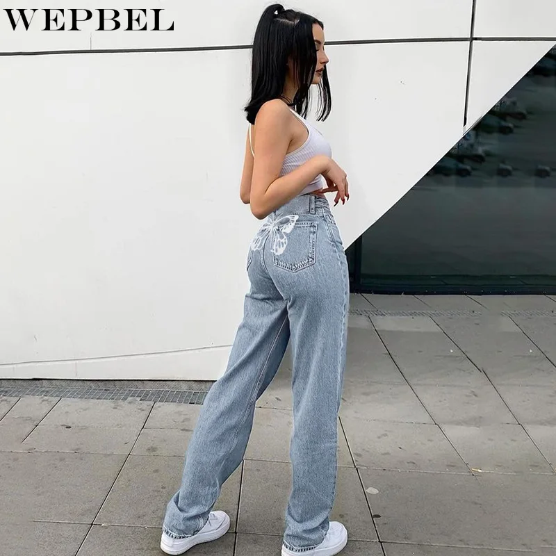 WEPBEL Jeans Women's Casual Jeans Spring and Autumn Fashion Loose Butterfly Print High Waist Button Denim Straight-Leg Pants
WEPBEL Jeans Women's Casual Jeans Spring and Autumn Fashion Loose Butterfly Print High Waist Button Denim Straight-Leg Pants