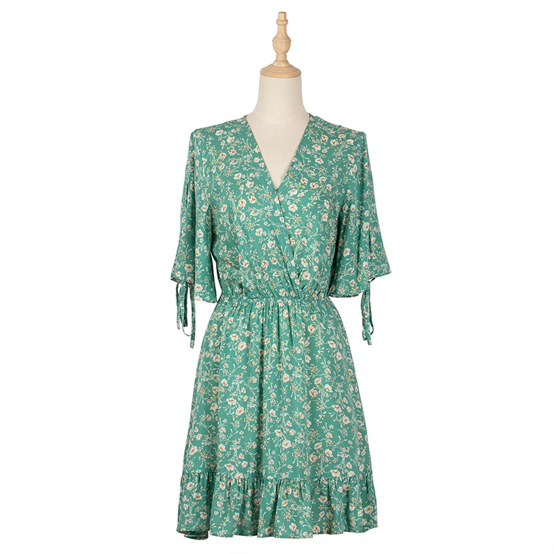 Summer Casual Green Floral Print Dress Vintage V Neck Beach Vacation Dress Boho Women A Line Short Party Sundress 2021 New
Summer Casual Green Floral Print Dress Vintage V Neck Beach Vacation Dress Boho Women A Line Short Party Sundress 2021 New