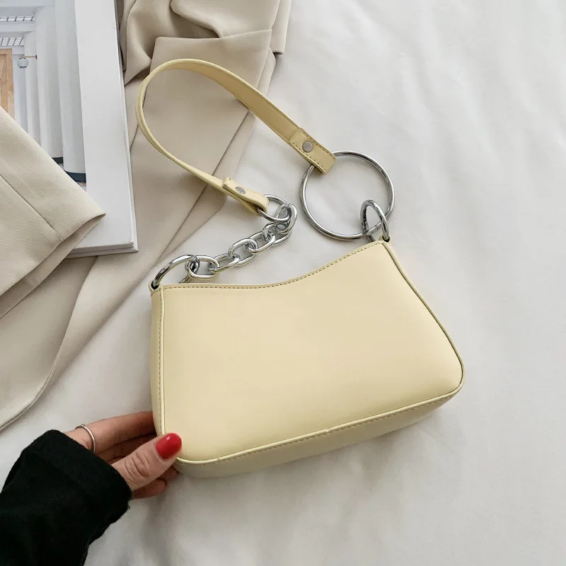 Solid Color Metal Ring Chain Straps Women's Shoulder Bags Lovely Yellow Handbag For Ladies Female Working Small Bags And Purses
Solid Color Metal Ring Chain Straps Women's Shoulder Bags Lovely Yellow Handbag For Ladies Female Working Small Bags And Purses