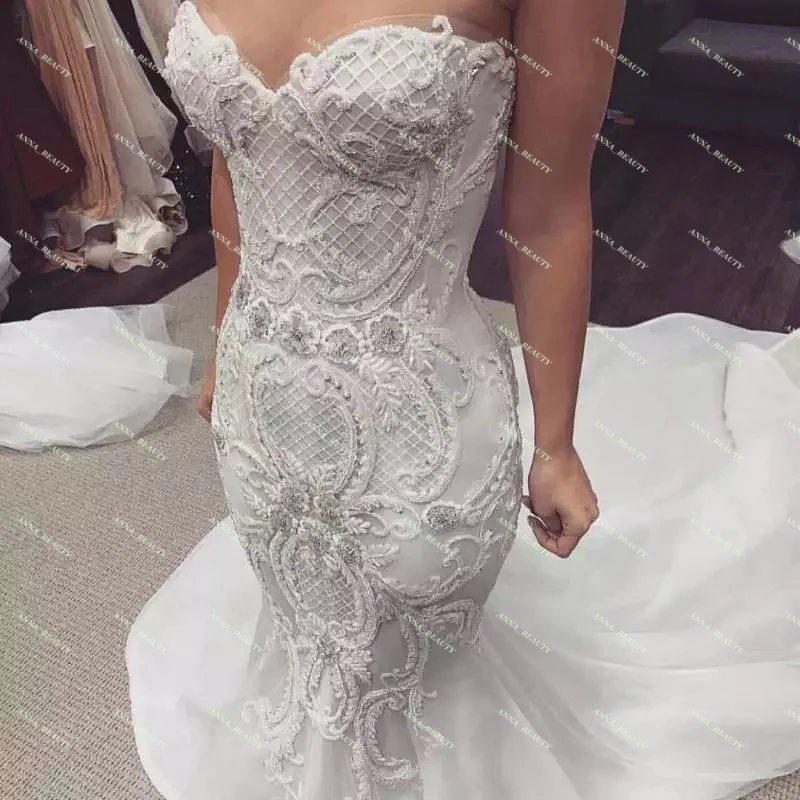 Exquisite Sweetheart Wedding Dresses Mermaid Lace Up Appliques Beads Gelinlik Vestido De Noiva Robe De Mariee Bridal Custom Made
Exquisite Sweetheart Wedding Dresses Mermaid Lace Up Appliques Beads Gelinlik Vestido De Noiva Robe De Mariee Bridal Custom Made