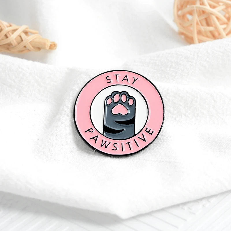 STAY PAWSITIVE creative brooch Pink cat paw pin Animal badge enamel backpack lapel pin jewelry hat jewelry gift for friends
STAY PAWSITIVE creative brooch Pink cat paw pin Animal badge enamel backpack lapel pin jewelry hat jewelry gift for friends