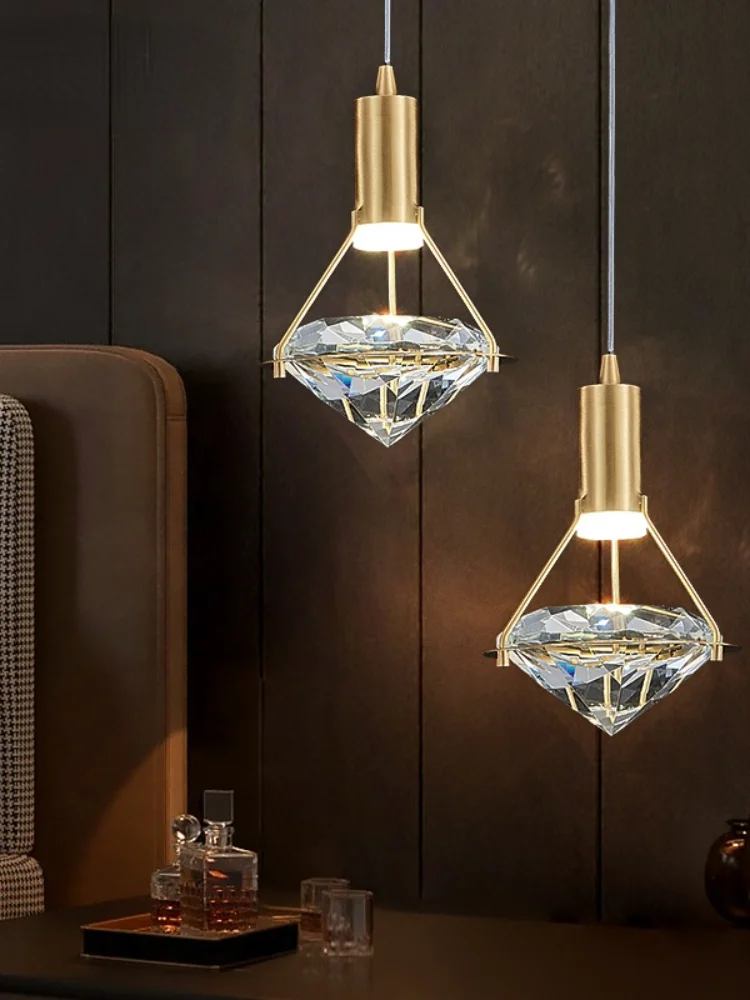 All copper bedroom bedside pendant lamp simple restaurant bar light luxury diamond crystal small pendant light
All copper bedroom bedside pendant lamp simple restaurant bar light luxury diamond crystal small pendant light
