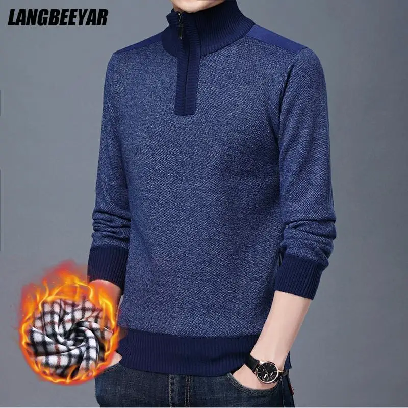 Warm Thick Velvet New Fashion Brand Knit Pullover Quarter Zip Up Turtleneck Sweater Autum Winter High Quality Casual Jumper
Warm Thick Velvet New Fashion Brand Knit Pullover Quarter Zip Up Turtleneck Sweater Autum Winter High Quality Casual Jumper