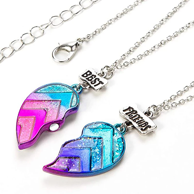 2Pcs/lot Magnetic Best Friends Forever Couple Necklace Half Heart Pendant Chain Rainbow Splicing Friendship Twins Necklaces
2Pcs/lot Magnetic Best Friends Forever Couple Necklace Half Heart Pendant Chain Rainbow Splicing Friendship Twins Necklaces