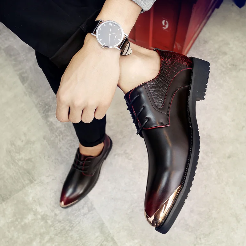 Men Dress Wedding Shoes lace up Pointed Toe business Leather outdoor Luxury Italian Style Formal Party men | Обувь