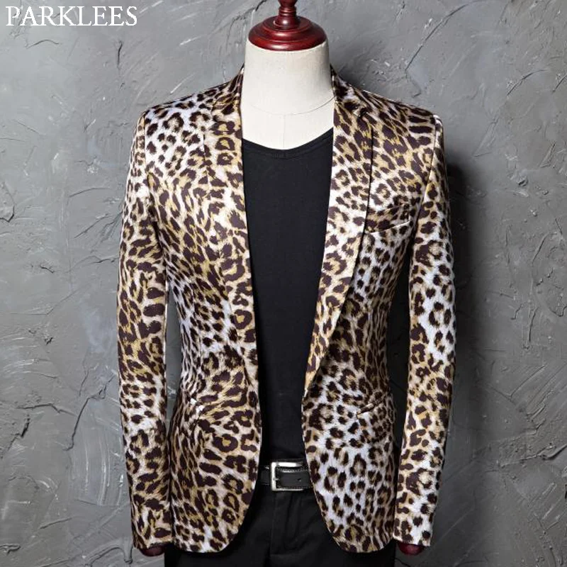 Sexy Leopard Print Blazer Jacket Men One Button Notched Lapel Slim Fit Mens Blazers Party Prom Singer Costumes Blazer Masculino
Sexy Leopard Print Blazer Jacket Men One Button Notched Lapel Slim Fit Mens Blazers Party Prom Singer Costumes Blazer Masculino