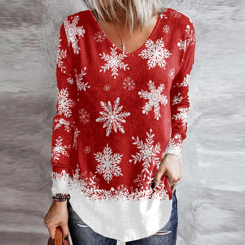 Women Sexy V Neck Blouse Pullover Fashion Snowflake Print Harajuku Shirt Blusas Casual Vintage Long Sleeve Loose Tops Streetwear
Women Sexy V Neck Blouse Pullover Fashion Snowflake Print Harajuku Shirt Blusas Casual Vintage Long Sleeve Loose Tops Streetwear
