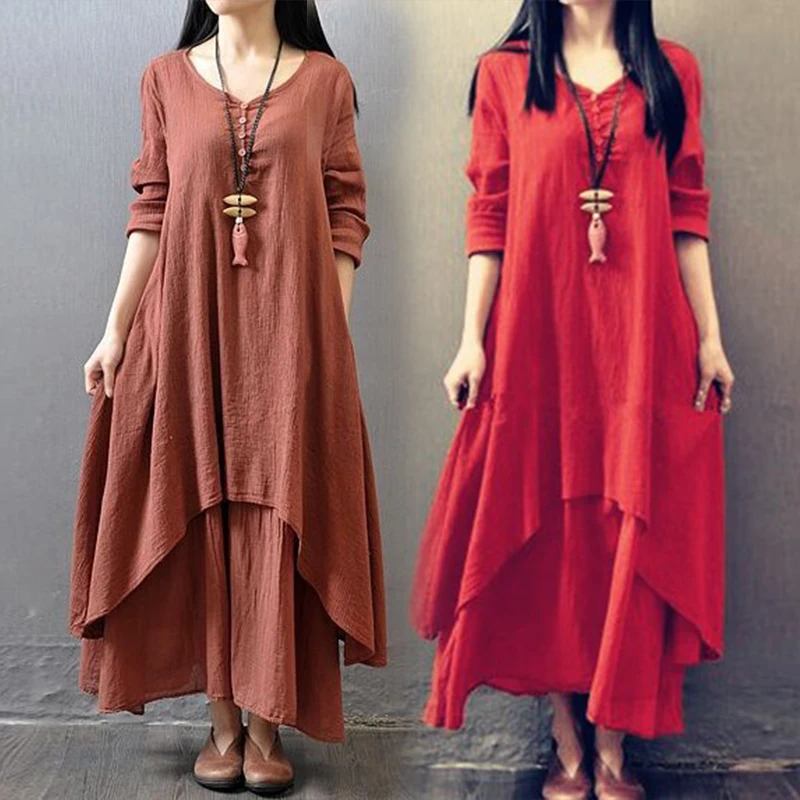 Literary Long Dress Big Swing Linen Dress Ladies Spring and Summer Loose Sleeve Dress Chinese style Large size Fake two pieces
Literary Long Dress Big Swing Linen Dress Ladies Spring and Summer Loose Sleeve Dress Chinese style Large size Fake two pieces