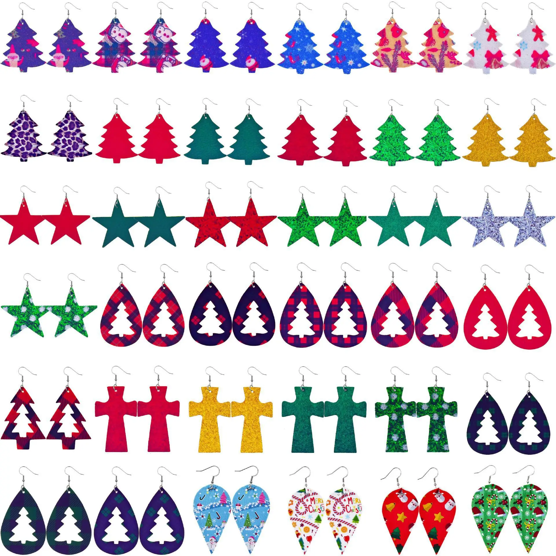 WANGAIYAO new fashion personality color Christmas tree cross men and women leather earrings holiday five-pointed star drop-shape
WANGAIYAO new fashion personality color Christmas tree cross men and women leather earrings holiday five-pointed star drop-shape