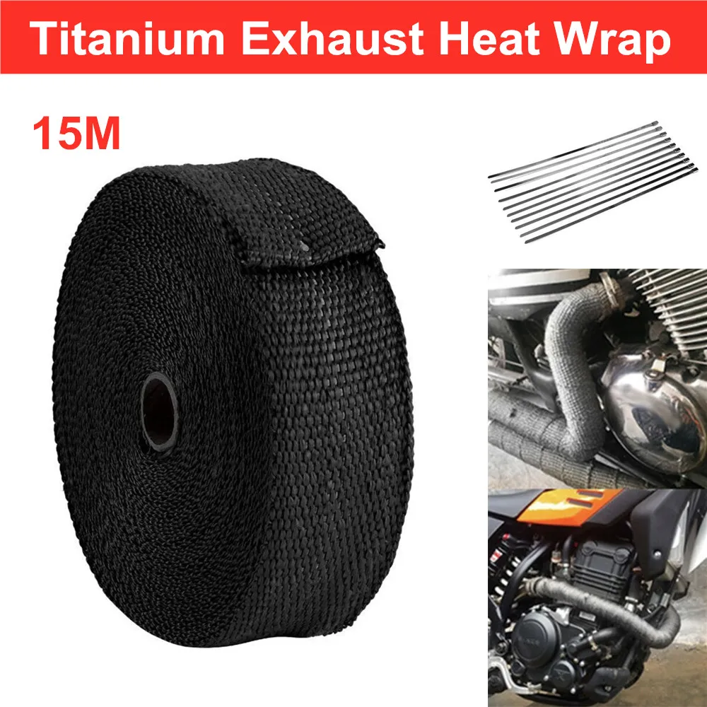 New 15M/20M Roll Heat Shield Motorcycle Exhaust Thermal Tape Header Pipe Heat Wrap Tape Thermal Protection With Stainless Ties
New 15M/20M Roll Heat Shield Motorcycle Exhaust Thermal Tape Header Pipe Heat Wrap Tape Thermal Protection With Stainless Ties