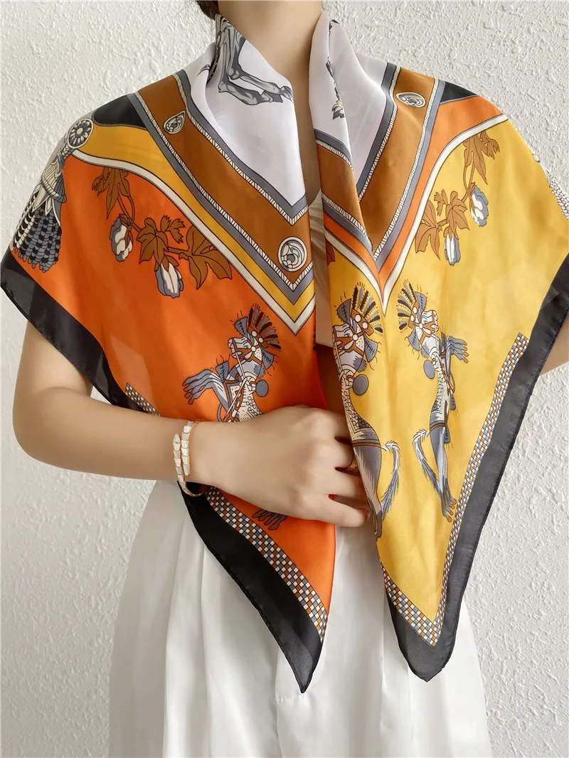Large Hijab Scarves for Women Horse Print Silk Satin Scarf Female 90x90cm Luxury Brand Square Shawls Head Scarfs for Ladies
Large Hijab Scarves for Women Horse Print Silk Satin Scarf Female 90x90cm Luxury Brand Square Shawls Head Scarfs for Ladies
