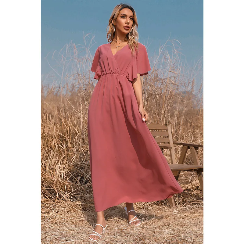 Summer Solid Maxi Dress Women Sexy V Neck Ruffles Short Sleeve Holiday Long Beach Sundress Ladies Wrap Party Dresses Clothes
Summer Solid Maxi Dress Women Sexy V Neck Ruffles Short Sleeve Holiday Long Beach Sundress Ladies Wrap Party Dresses Clothes