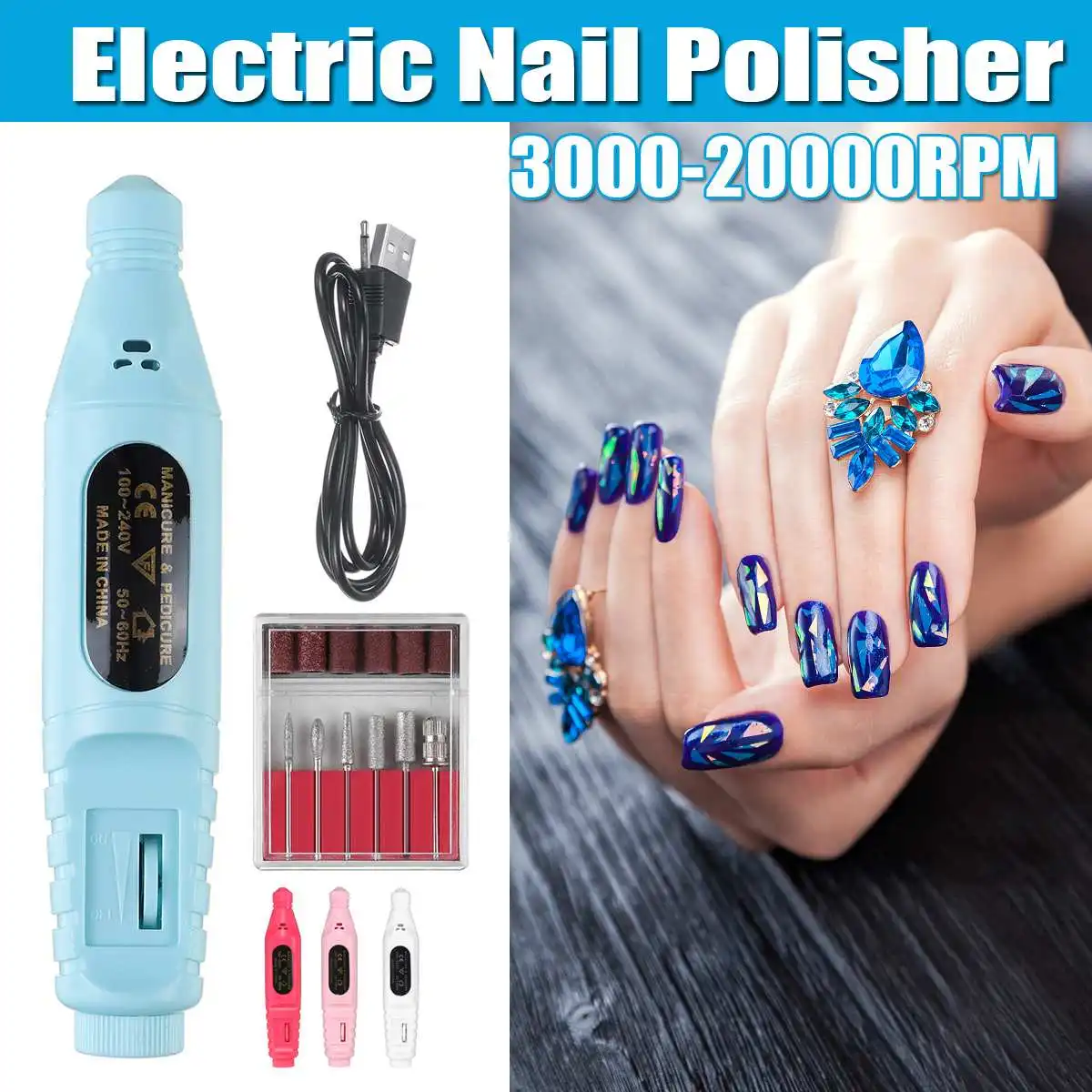 1Set Electric Nail File Drill Grinding Polishing Nail File Pen Portable Salon Pro Nail Art Tools Kit Pedicure Nail Drill Machine
1Set Electric Nail File Drill Grinding Polishing Nail File Pen Portable Salon Pro Nail Art Tools Kit Pedicure Nail Drill Machine
