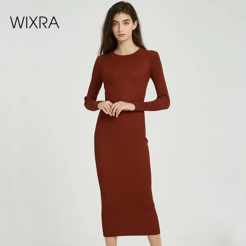Wixra Women Sweater Dress All Base Match Slim Female O-neck Full Sleeve Mid-calf Knit Dresses Ladies 2019 Autumn Winter
Wixra Women Sweater Dress All Base Match Slim Female O-neck Full Sleeve Mid-calf Knit Dresses Ladies 2019 Autumn Winter