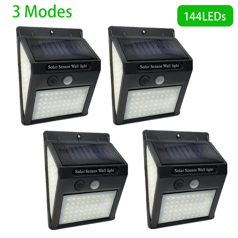 

3Mode Waterproof 144 LEDs Solar Motion Sensor Lights Outdoor Sunlight Solar Powered Street Wall Lamp for Garden Decoration