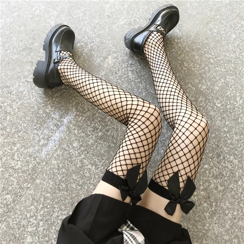 

Women Sexy Lace Fishnet Stockings Thigh High Over Knee Socks Nylon Long Socks Hosiery Anime Lolita Socks Bow Stockings Comics
