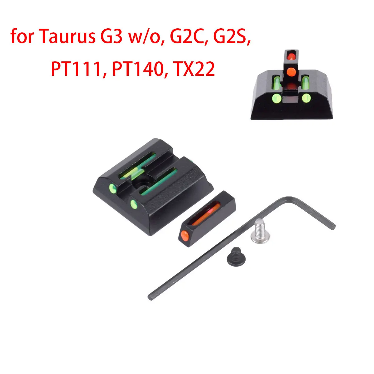 Taurus G3 G2C G2S PT111 PT140 TX22 Tactical Pistola Fiber Optic 3 Dot Front Rear Sight Scope Set Metal Handgun Sights Pistola 
Taurus G3 G2C G2S PT111 PT140 TX22 Tactical Pistola Fiber Optic 3 Dot Front Rear Sight Scope Set Metal Handgun Sights Pistola