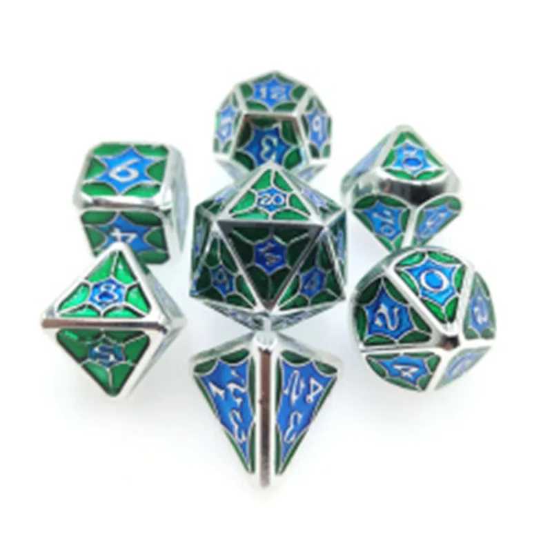 7 Pcs Galaxy Metal D&D Dice Metal DND Dice Polyhedral Metal Dice Set For Role Playing Game MTG Pathfinder -40