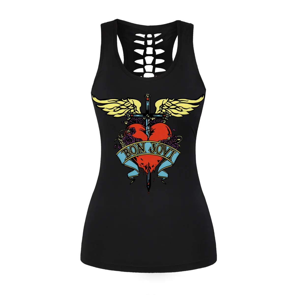 Summer Casual 3D Printing Hole Sleeveless Black Tanks Women Sexy Backless Angel Heart Hollow Out tops
Summer Casual 3D Printing Hole Sleeveless Black Tanks Women Sexy Backless Angel Heart Hollow Out tops