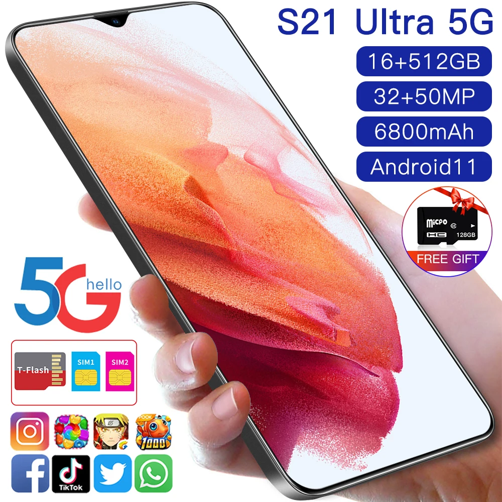 Galxy S21+Ultra Smartphone 6.7HD 12GB+512GB 5800mAh Global Version Android10.0 Mobile phone Celulares Cellphone Memory Card Gift
Galxy S21+Ultra Smartphone 6.7HD 12GB+512GB 5800mAh Global Version Android10.0 Mobile phone Celulares Cellphone Memory Card Gift