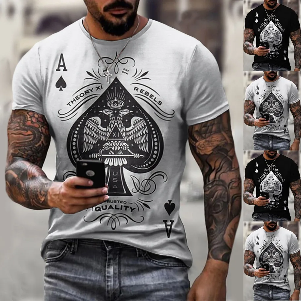 Fashion Men Playing Card Spades A Printed T-Shirt Crew Neck Sport Muscle Top Hip Hop Clothing Summer Street Style Tee Men
Fashion Men Playing Card Spades A Printed T-Shirt Crew Neck Sport Muscle Top Hip Hop Clothing Summer Street Style Tee Men