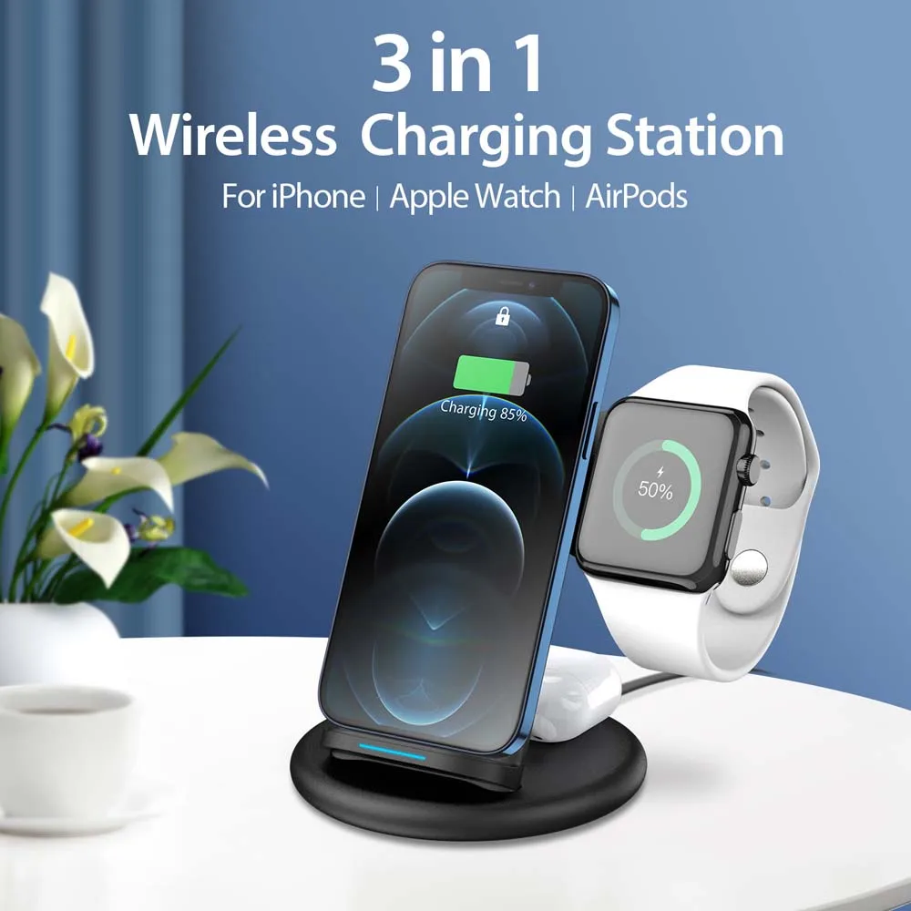 3 in1 Wireless Charger Stand Holder for iPhone Foldable Magnetic Bracket for iWatch Charging Dock Station Base for AirPods Pro
3 in1 Wireless Charger Stand Holder for iPhone Foldable Magnetic Bracket for iWatch Charging Dock Station Base for AirPods Pro