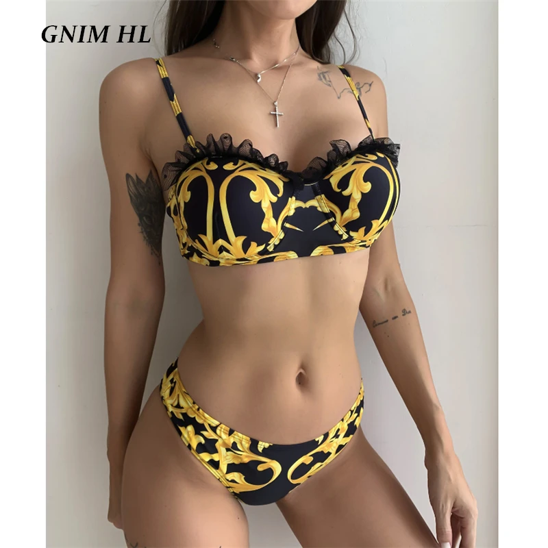 GNIM Ruffle Lace Swimwear Women Push Up Bikini Mujer 2021 Sexy Paisley Print Brazilian Swimsuit Female 2 Pieces Bandage Biquini
GNIM Ruffle Lace Swimwear Women Push Up Bikini Mujer 2021 Sexy Paisley Print Brazilian Swimsuit Female 2 Pieces Bandage Biquini