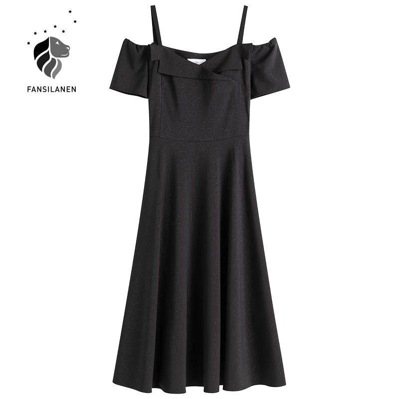 FANSILANEN Office Lady French One-shoulder Dress Women Summer 2021 New Gentle Wind Long A-line High Waist Black Dress
FANSILANEN Office Lady French One-shoulder Dress Women Summer 2021 New Gentle Wind Long A-line High Waist Black Dress